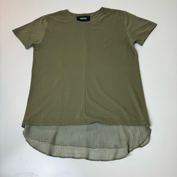 Unknown New York Olive Green Mesh Drop Tail T Shirt Men’s Size XL - Picture 1 of 13